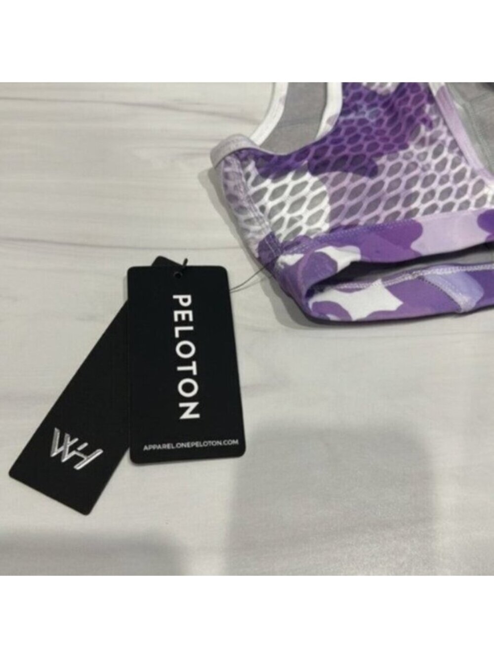 NWT Peloton X Purple Camo Athleisure With Cut Out Nail Polish Sports Bra Size XS - Picture 7 of 7